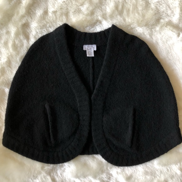Ann Taylor Loft black wool blend capelet xs/S - Picture 1 of 2